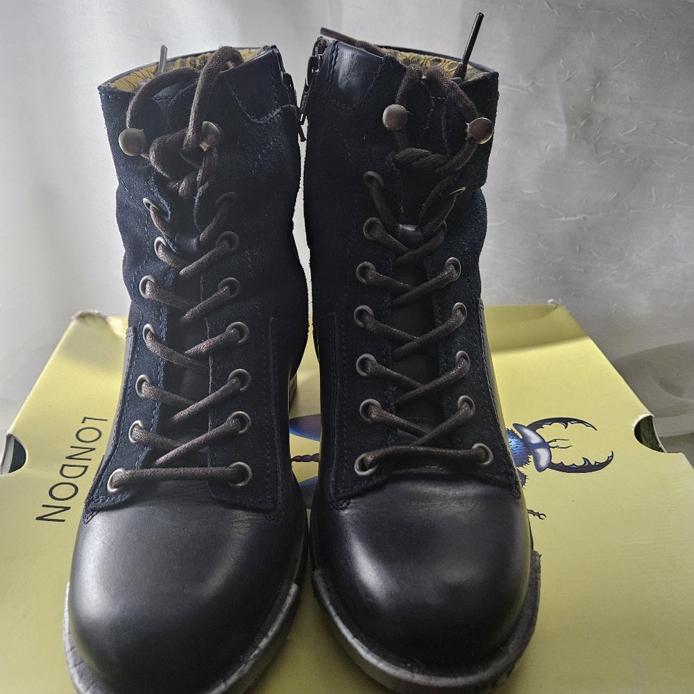 Blue Leather Ankle Boots, Used